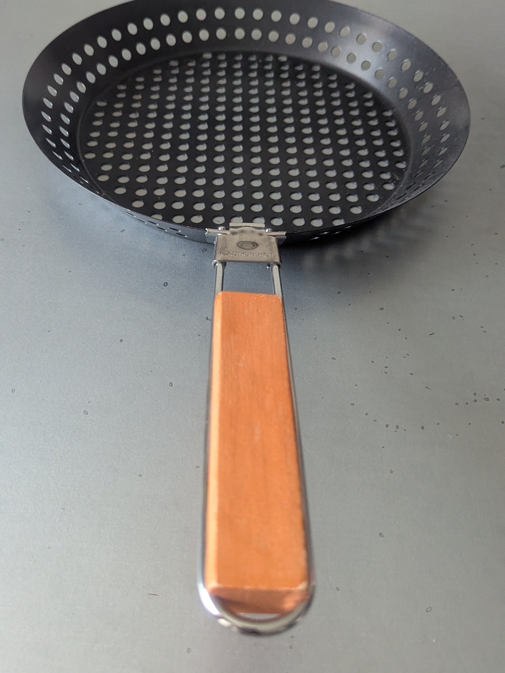 New. Never Used. 12 In.NonStick Black Grill Pan with Detachable Wood-Tone Handle